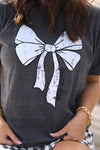 Heather Charcoal Game Day Bow Tee