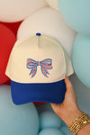 **SALE** Blue Patriotic embroidered Bow Hat