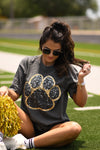 Black & Gold Faux Glitter Paw Print Tee