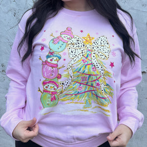 Snowman Tree Graphic Crewneck Sweatshirt