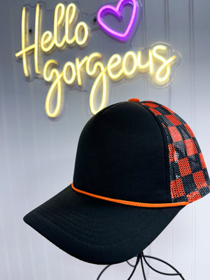 Checked Out Checker Pattern Trucker Hat
