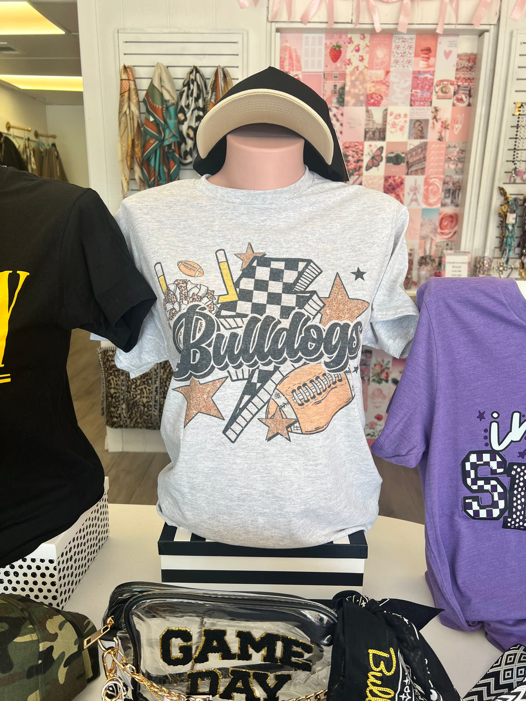 Bulldogs Checkered Bolt Collage Tee