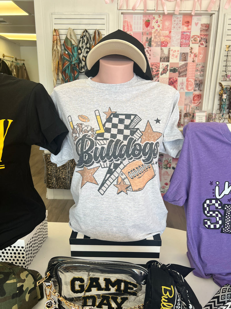 Bulldogs Checkered Bolt Collage Tee