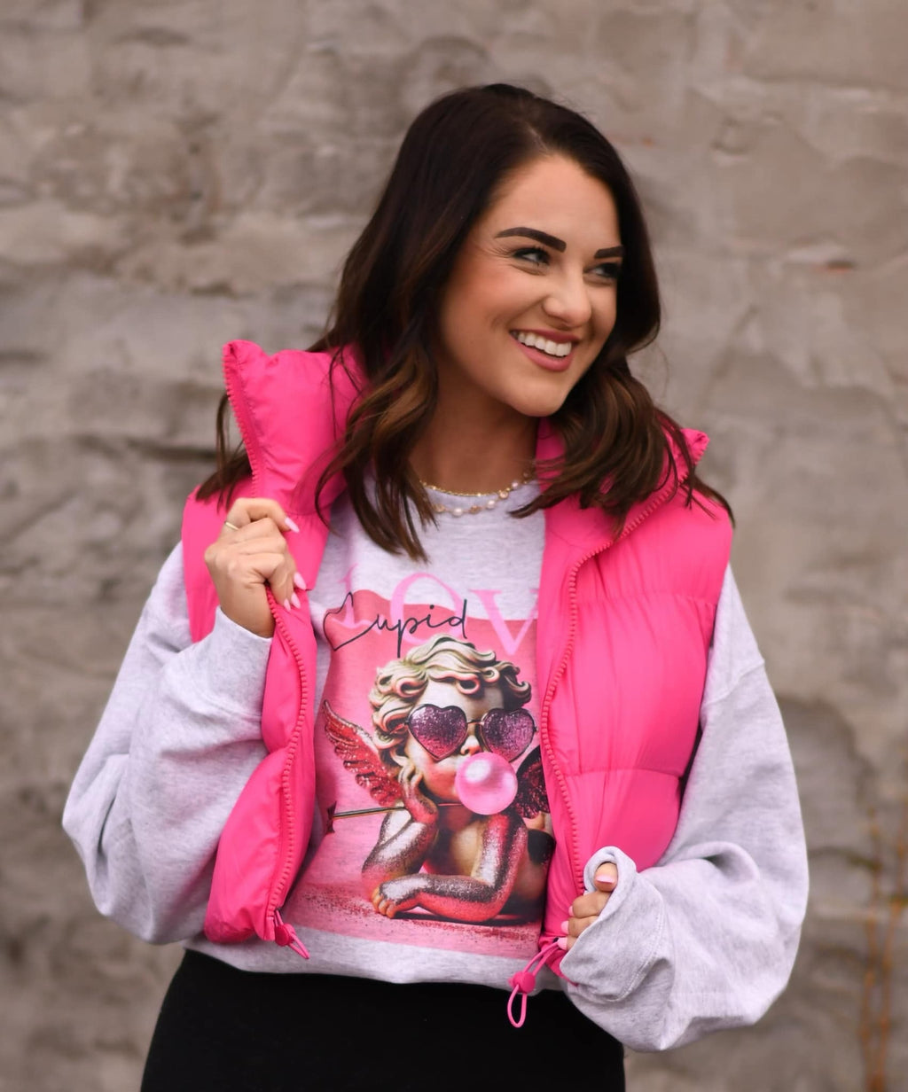 *SALE* RTS Hot Pink Cropped Puffer Vest
