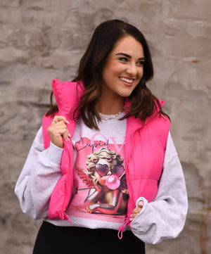 *SALE* RTS Hot Pink Cropped Puffer Vest