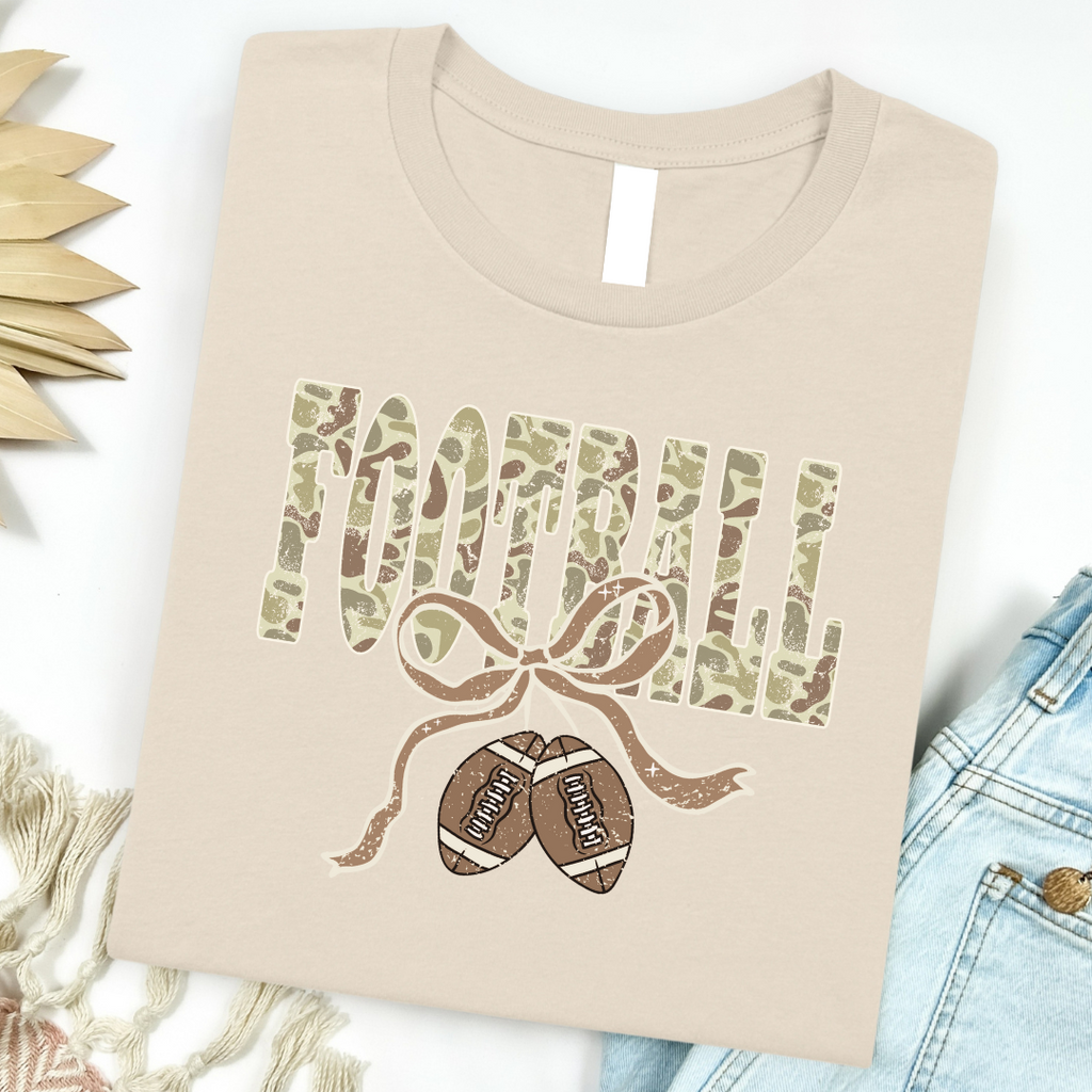 Camo Football Ribbon Graphic Tee