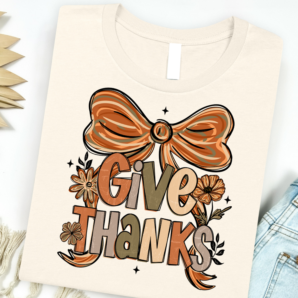 Give Thanks Bow Graphic Tee