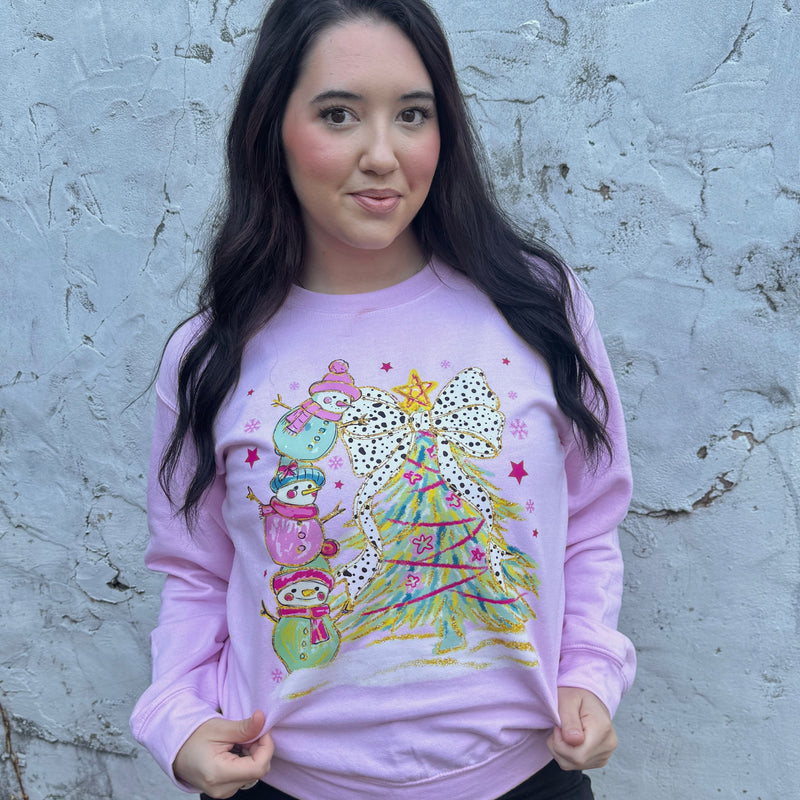 Snowman Tree Graphic Crewneck Sweatshirt