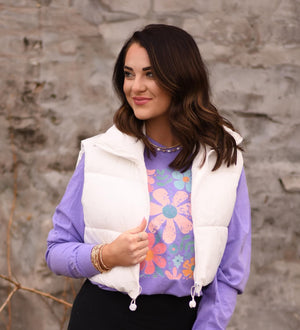*SALE* RTS White Cropped Puffer Vest