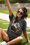 Black & Gold Faux Glitter Paw Print Tee