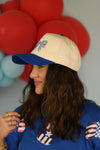 **SALE** Blue Patriotic embroidered Bow Hat