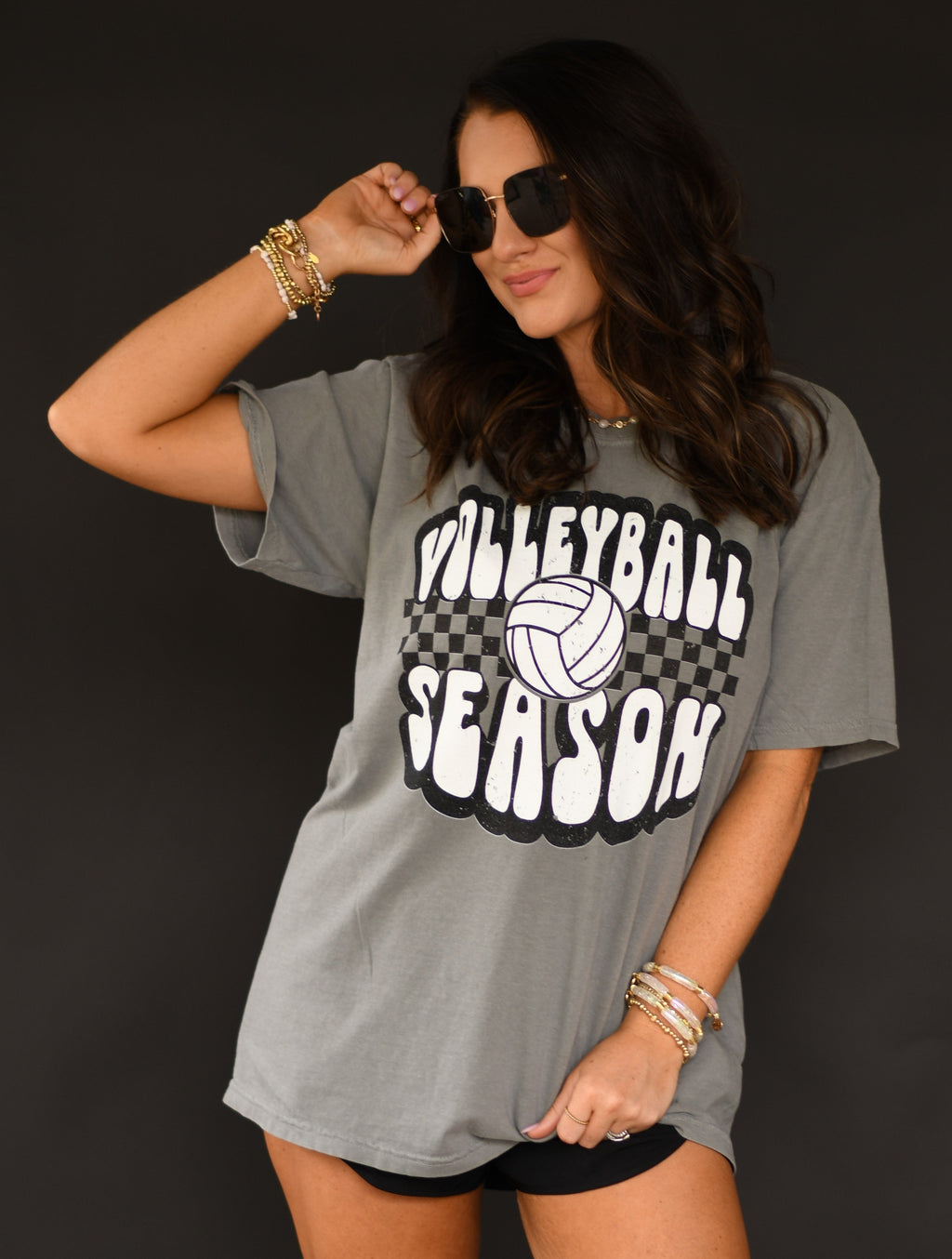 Volleyball Season Checkered Tee