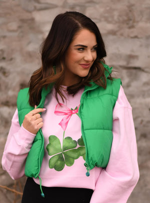 *SALE* RTS Kelly Green Cropped Puffer Vest