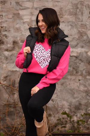 *SALE* RTS Black Cropped Puffer Vest