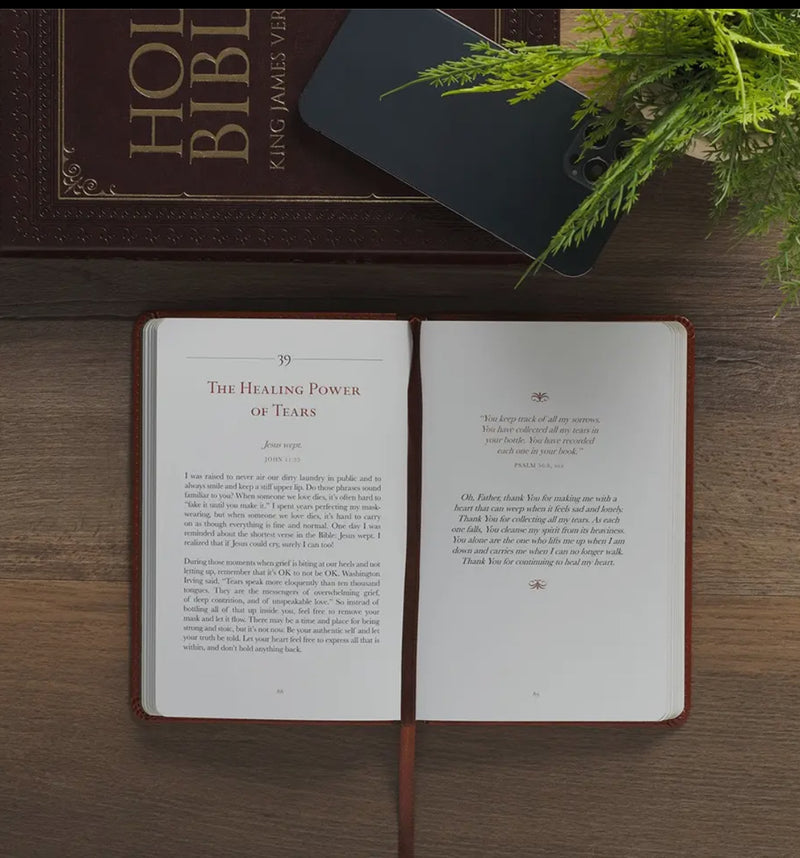 Devotional Comforted By God Faux Leather