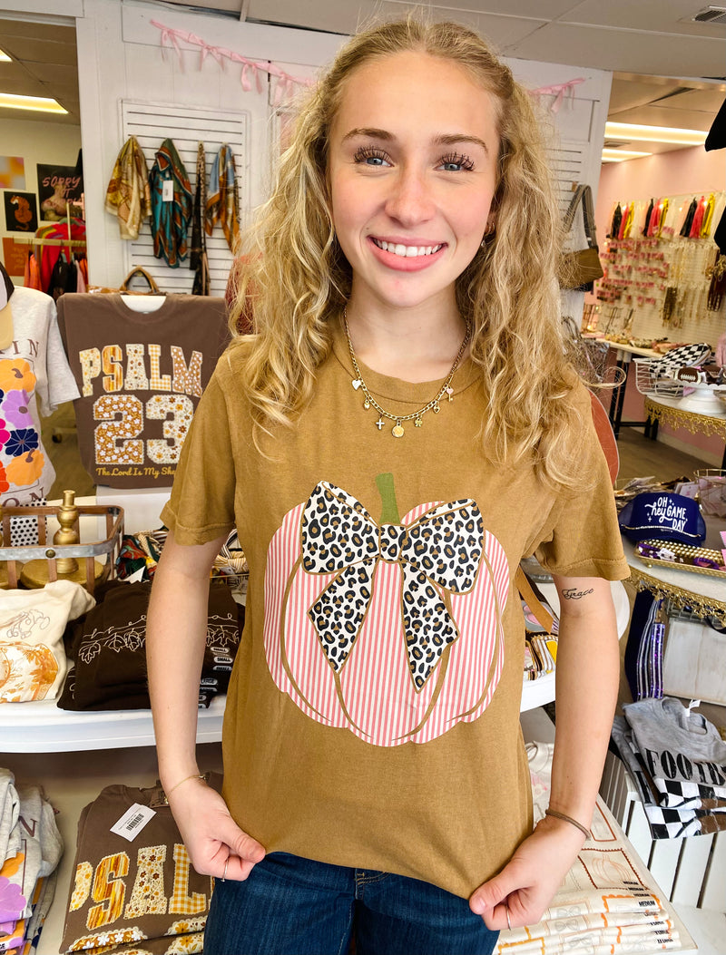 Seersucker Pumpkin Camel Mineral Wash Tee