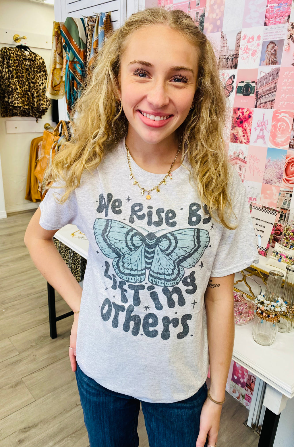 We Rise By Lifting Others Butterfly Tee