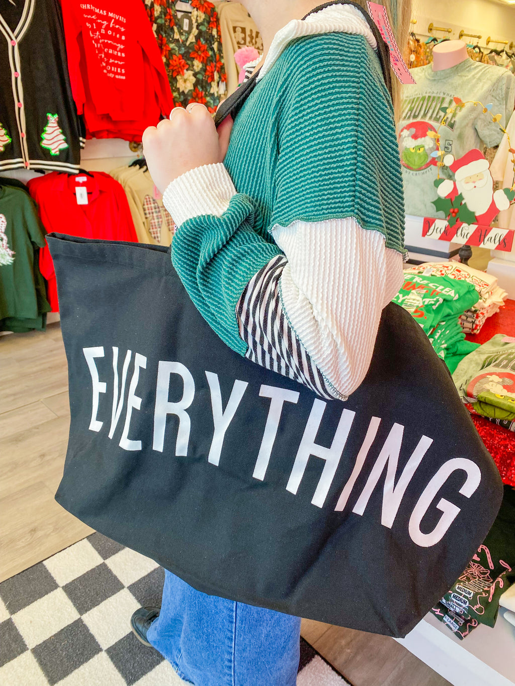 Everything - Simple Black Oversized Tote Bag