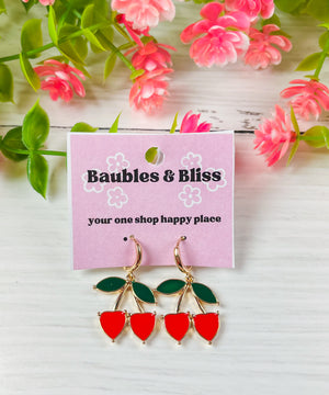 Hey Cutie Cherry Huggie Earrings