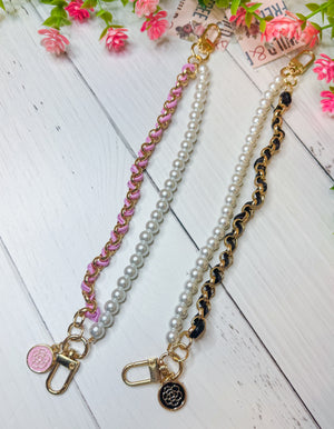Braided Link Pearl Layered Purse Chain