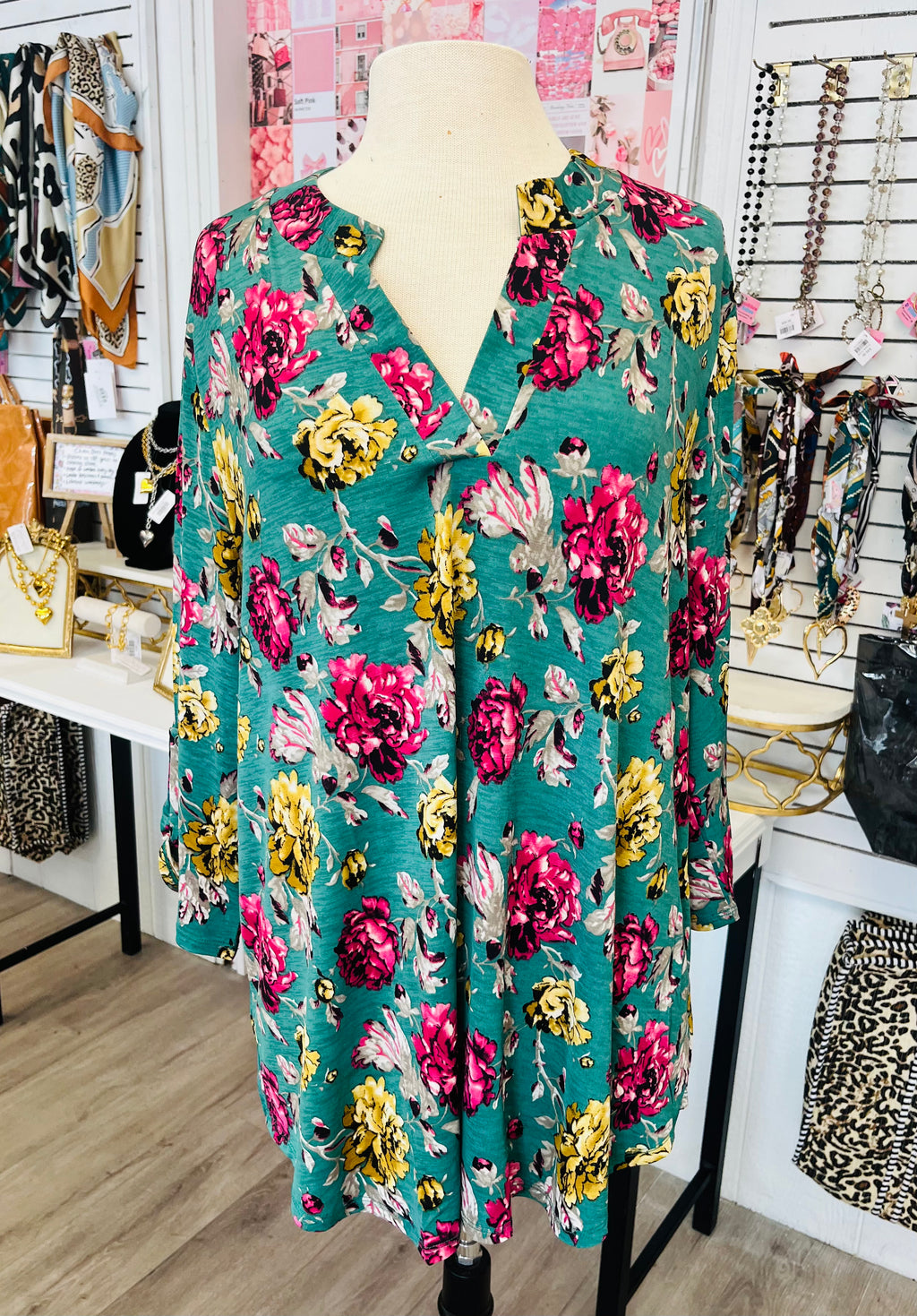 Everlasting Love Evergreen Floral Top