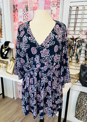 Dreamy Daze Navy & Pink Paisley Top