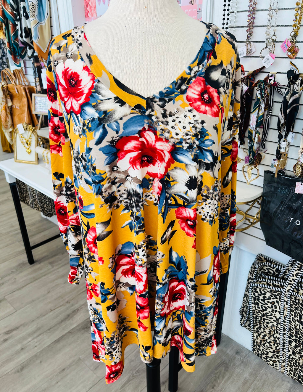 Changing Seasons Mustard Floral Top