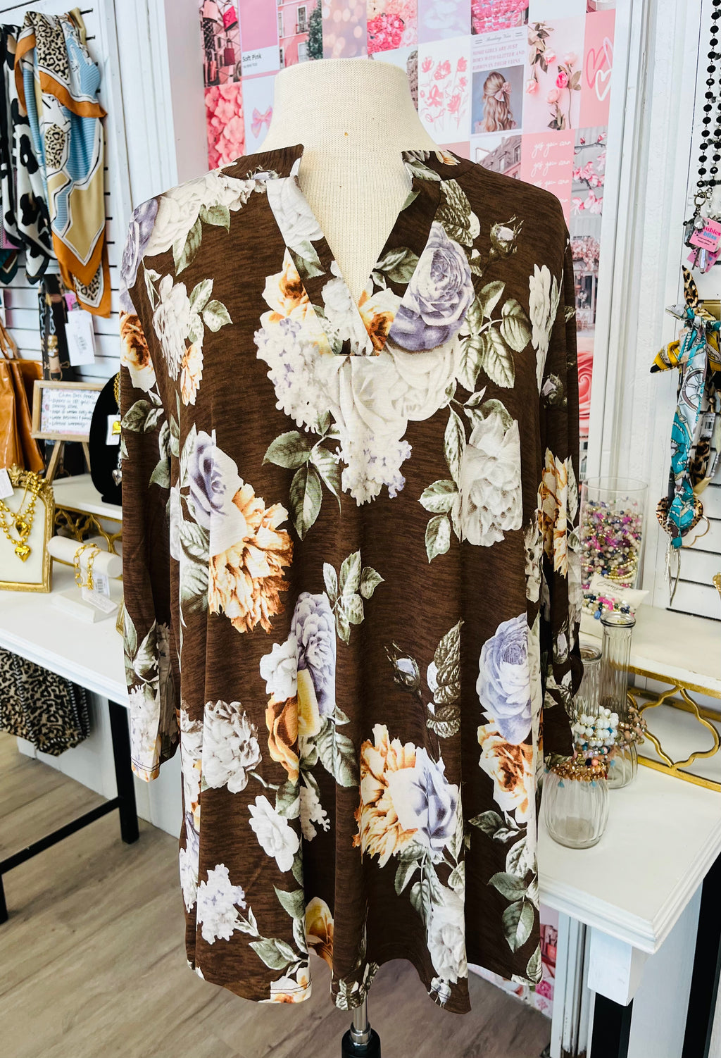 Making Memories Mocha Floral Top