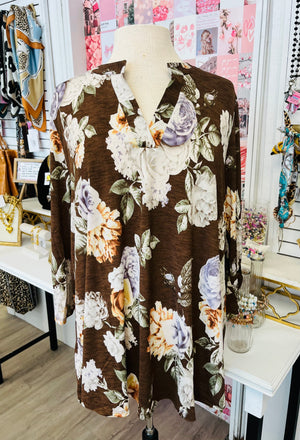 Making Memories Mocha Floral Top
