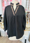 So Into You Long Sleeve Black Ric Rac Accent Top
