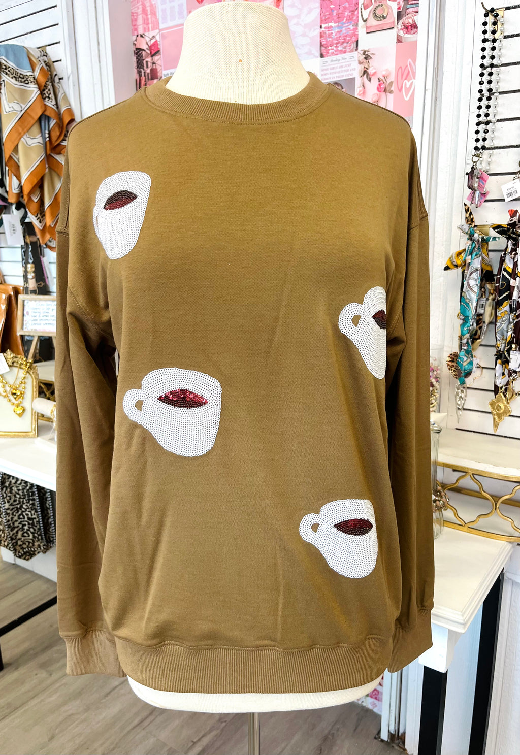 Stars Hollow Sequin Coffee Sweatshirt - Jess Lea