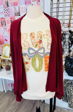 All Season Long - Wine - Soft Drape Cardigan