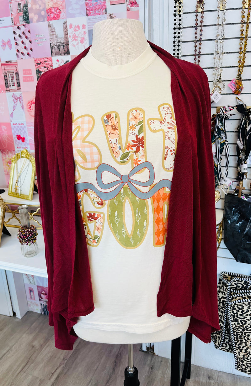 All Season Long - Wine - Soft Drape Cardigan