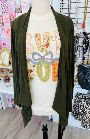 All Season Long - Olive - Soft Drape Cardigan