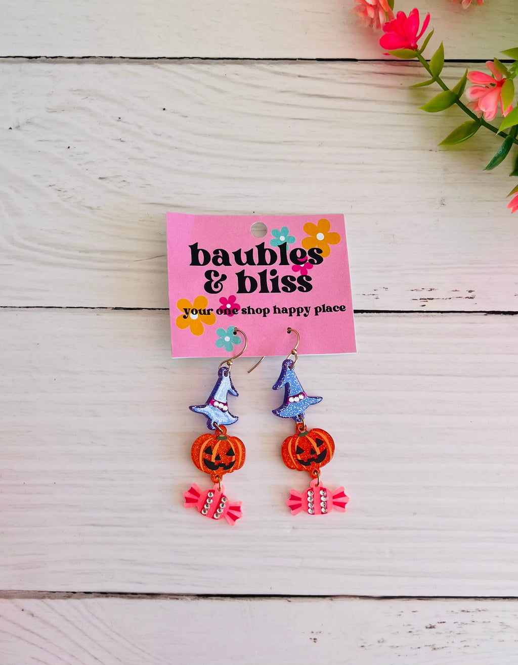 Treats No Tricks Dangle Halloween Earrings
