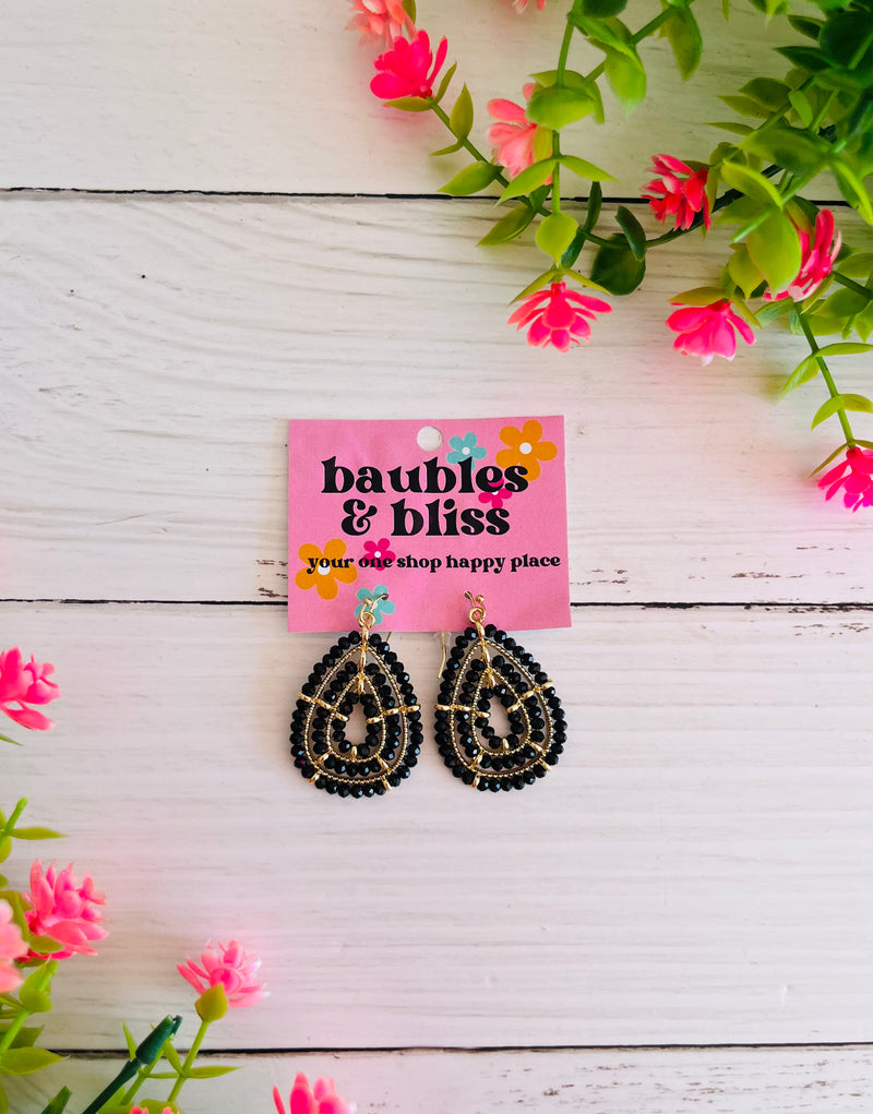 Night Out Black Crystal Earrings