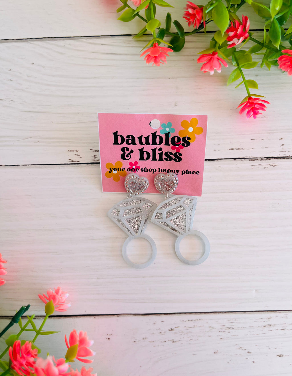 Put A Ring On It Glitter Earrings