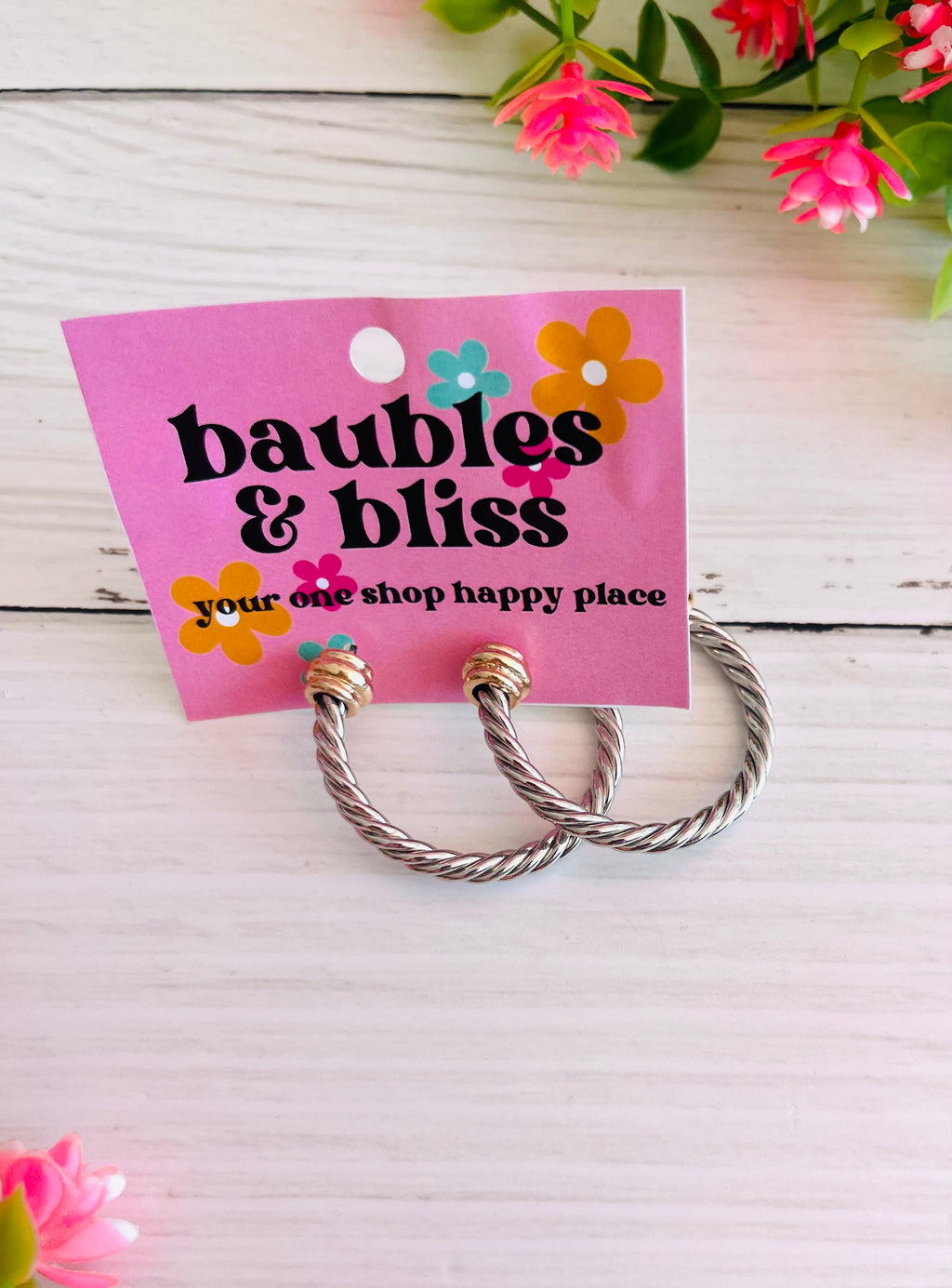 Sophisticated Style Chunky Rope Two Tone Earrings