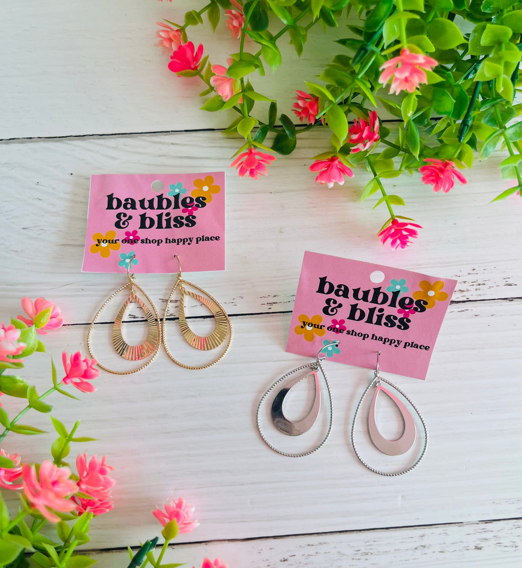 Dance All Night Double Loop Metal Earrings
