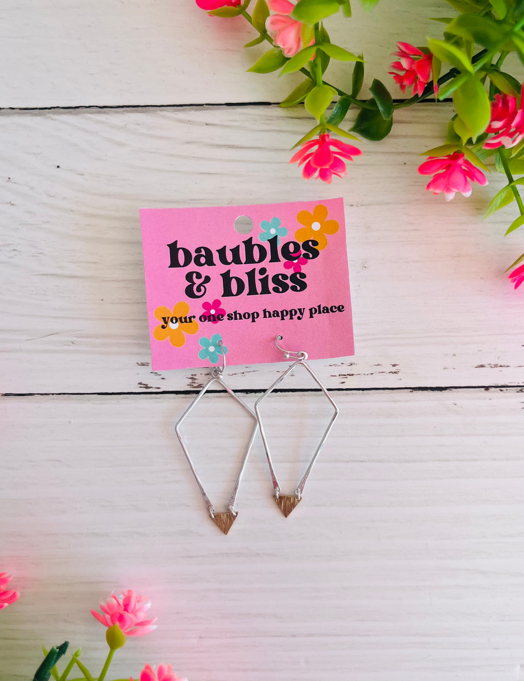 Stunning Look Two Tone Open Drop Earrings