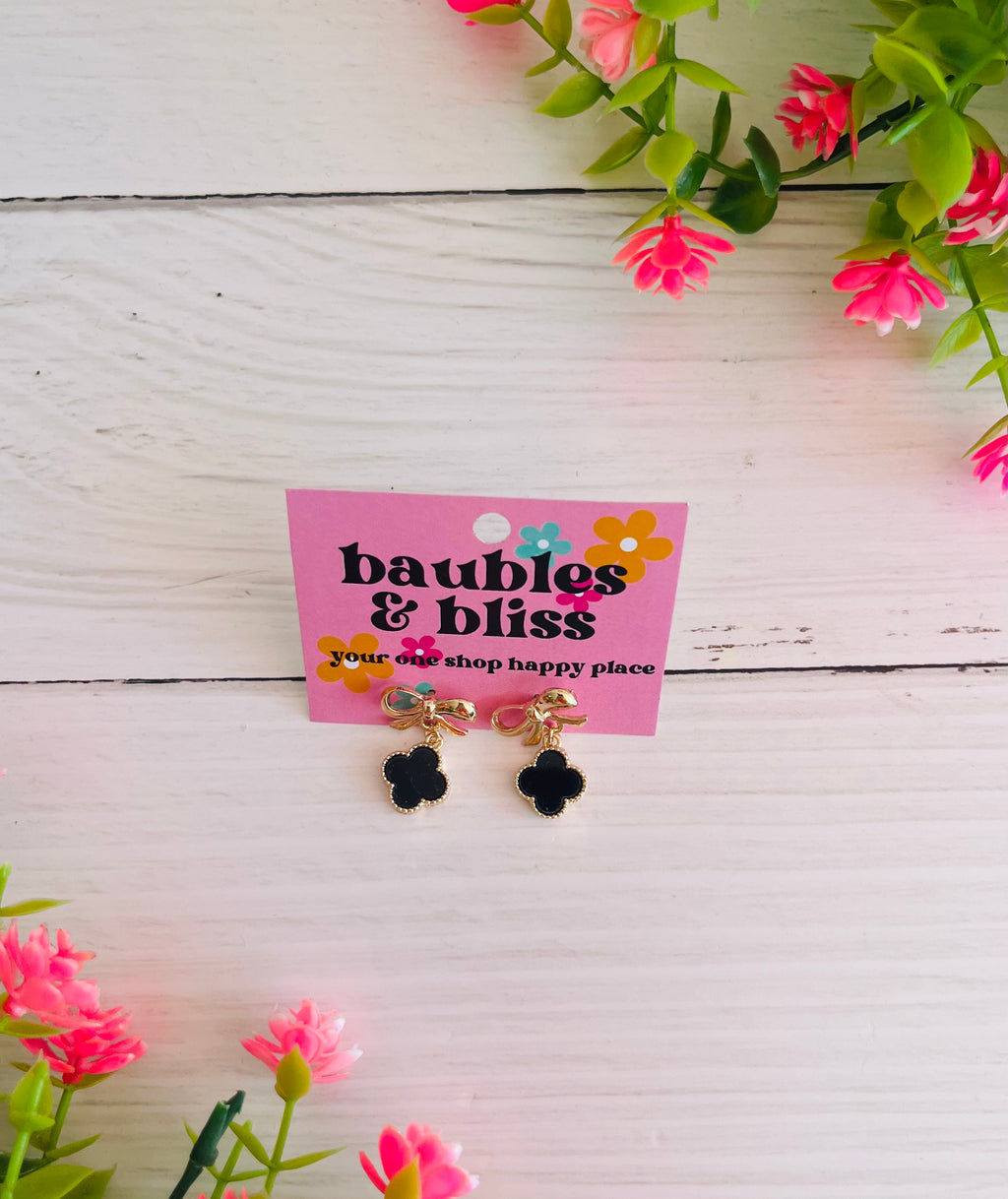 Touch of Class Bow Clover Earrings