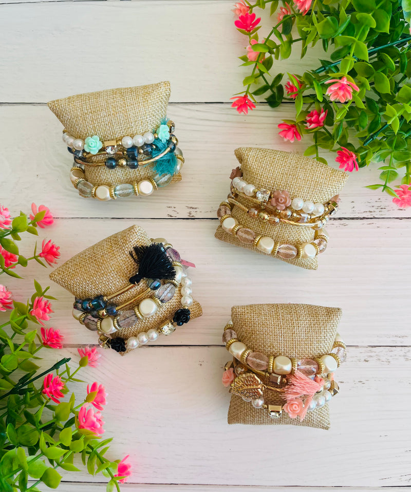 Beautiful Feeling Beaded Charm Bracelet Stack