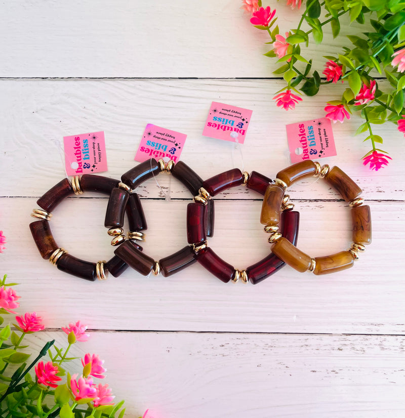 That Fall Feeling Resin Tube Stretch Bracelet