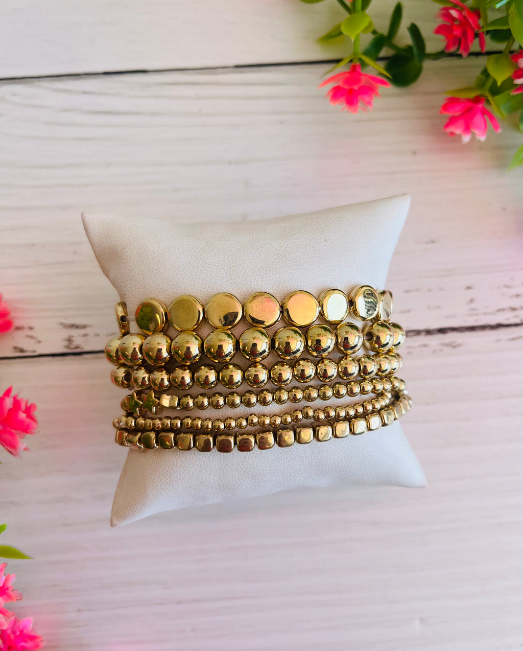 Gold Digger Gold Beaded Bracelet Stack