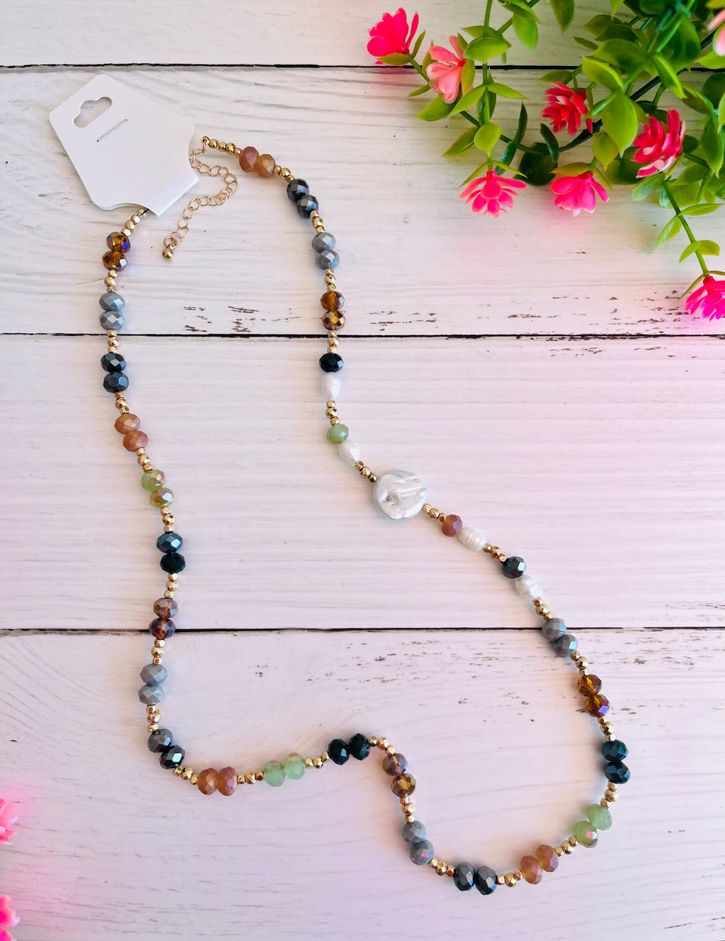 Autumn Beauty Long Beaded Necklace