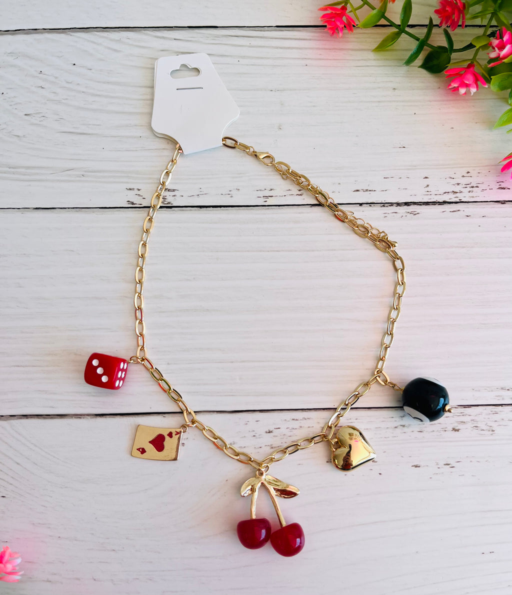 Luck Be A Lady Chunky Charm Necklace