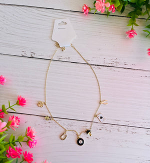 Lots of Luck Black & White Dainty Charm Necklace