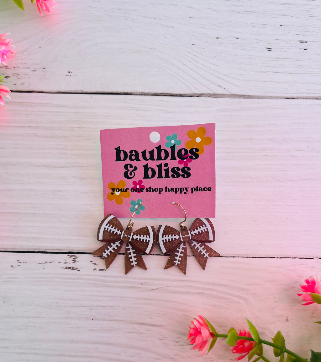Go Team Football Bow Earrings