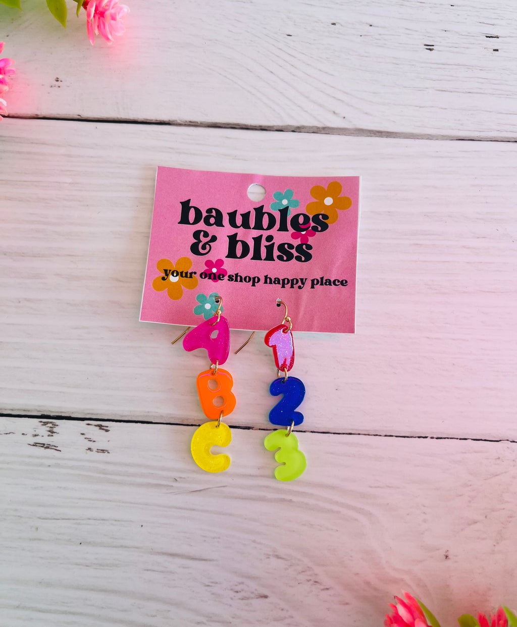 ABC 123 Dangle Earrings