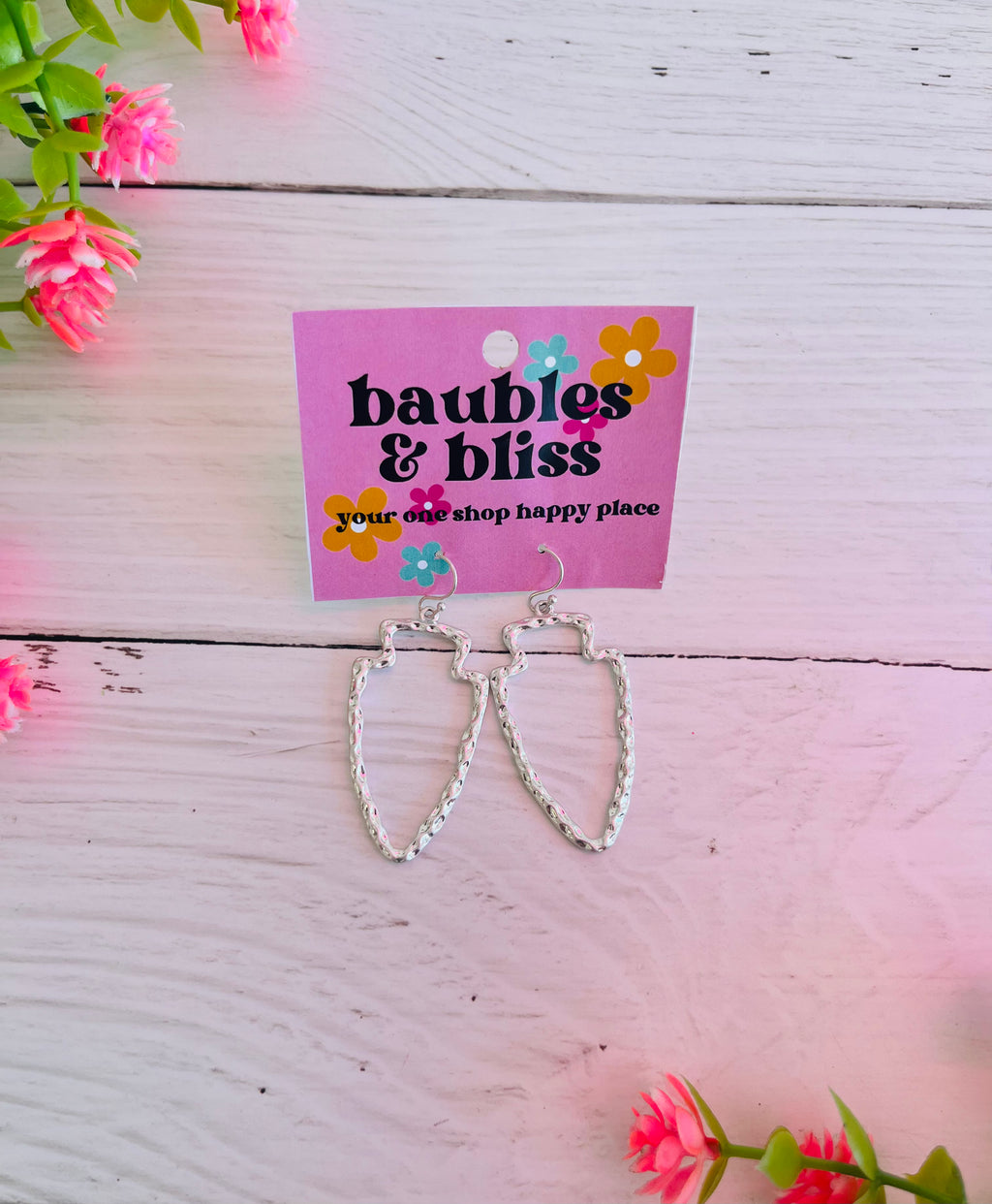 Arrowhead Hammered Silver Earrings